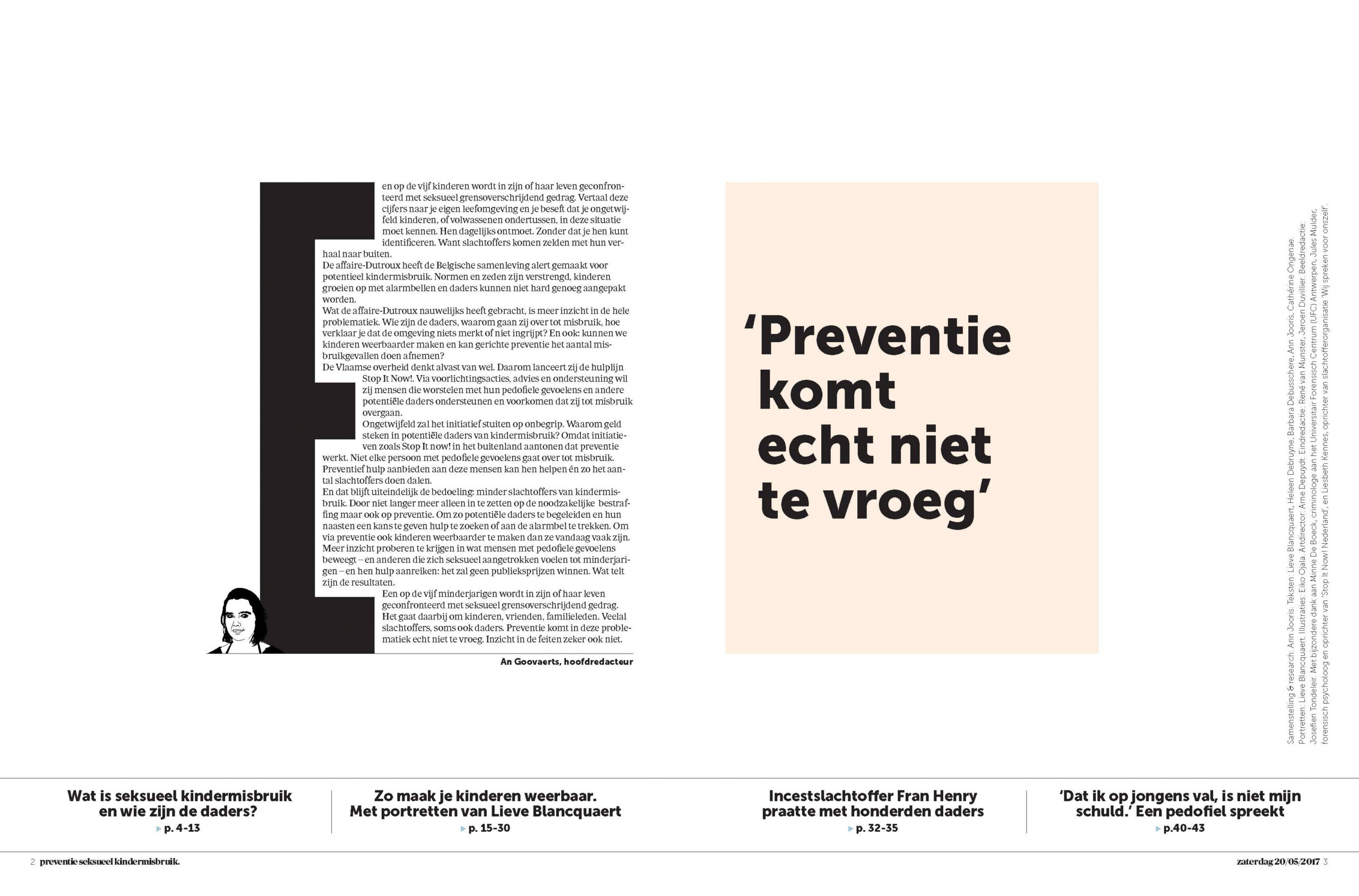 Spread of special edition about child abuse